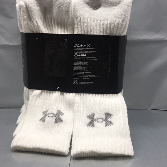 BNWT Adult Under Armor Cotton socks ok if 6 pack White - Picture 3 of 6